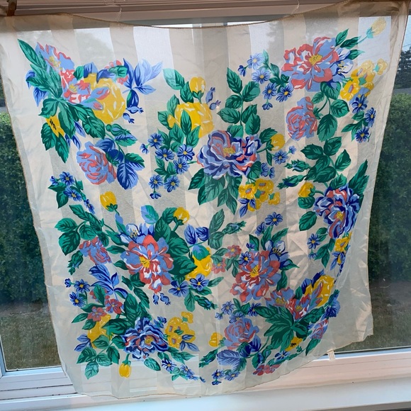 Silk Floral Scarf Made in Italy - Picture 9 of 15